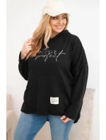 Dámská mikina Plus Size s kapucí a potiskem černá