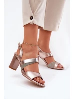 Dámské Sandály Na Podpatku Sergio Leone SK866 Růžové Zlato Dámské Sandály Na Podpatku Sergio Leone SK866 Růžové Zlato