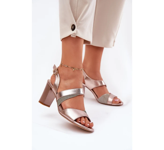 Dámské Sandály Na Podpatku Sergio Leone SK866 Růžové Zlato Dámské Sandály Na Podpatku Sergio Leone SK866 Růžové Zlato