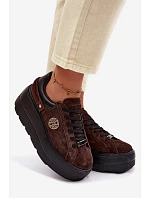 Kožené semišové dámské tenisky na platformě D&A LR61-7094 čokoládové Kožené semišové dámské tenisky na platformě D&A LR61-7094 čokoládové