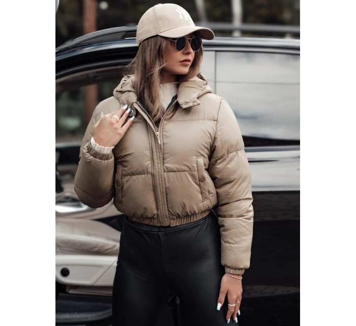 ZENZI prošívaná dámská zimní bunda s kapucí béžová FashionStreet TY4722