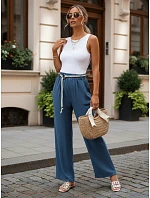Dámské kalhoty s širokými nohavicemi, modré, FashionStreet UY3071 Dámské kalhoty s širokými nohavicemi, modré, FashionStreet UY3071