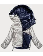 Modrá/béžová dámská oboustranná bunda (BH-2204BIG) Modrá/béžová dámská oboustranná bunda (BH-2204BIG)