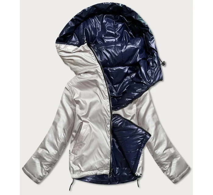 Modrá/béžová dámská oboustranná bunda (BH-2204BIG) Modrá/béžová dámská oboustranná bunda (BH-2204BIG)