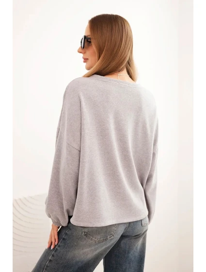 Dámská mikina s ozdobným zakončením na model 21336086 šedá - K-Fashion