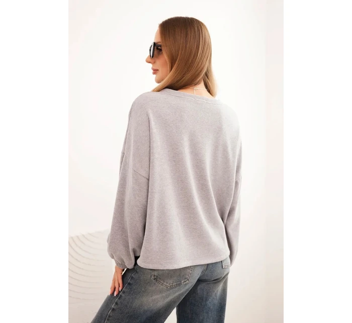 Dámská mikina s ozdobným na šedá model 21336086 - K-Fashion