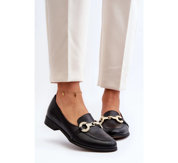 Zazoo 2880 Dámské Mokasíny Kožené S Ozdobou Černé