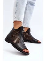 Zazoo 977/L Kožené vyšívané sandály na zip