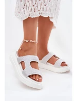 Zdobené Dámské Pantofle Na Platformě Bílé model 21699284 - Boto Zdobené Dámské Pantofle Na Platformě Bílé model 21699284 - Boto