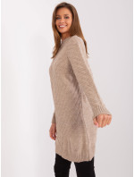 Tmavě béžový oversize pletený svetr