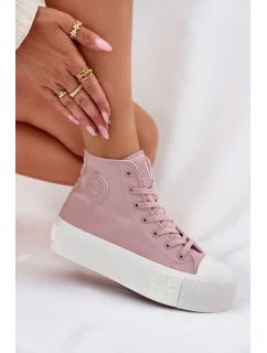 Dámské plátěné tenisky na platformě Big Star – růžové