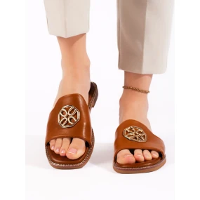 Originální dámské  nazouváky hnědé bez podpatku