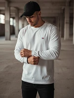 FashionStreet pánské bílé tričko s dlouhým rukávem LX0537