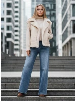 Dámská kožená vesta s ovčí kůží béžová FashionStreet TY5238z