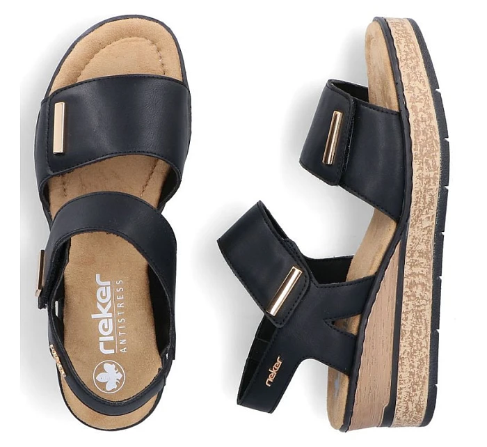 Sandały damskie na czarne na  model 22087158 - Rieker