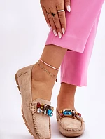 Dámské semišové mokasíny s krystaly Béžove Lucille