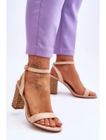 Semišové Sandály Na Podpatku Béžové model 21618618 - Boto Semišové Sandály Na Podpatku Béžové model 21618618 - Boto