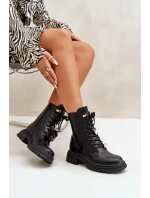 Ekokožené Boty Worker Dámské S Připínáky Černé Rianael Ekokožené Boty Worker Dámské S Připínáky Černé Rianael