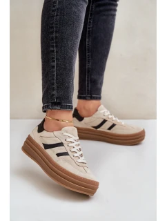 Semišové tenisky na platformě béžové Zazoo N1176