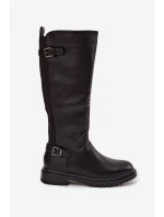 dámské kozačky na nízkém podpatku s přezkami Černé model 21714944 - Boto