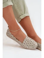 Dámské nazouvací baleríny s květinami zlaté Vennice