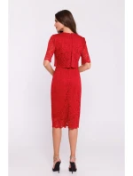 Krajkové šaty s  červené model 20531278 - STYLOVE