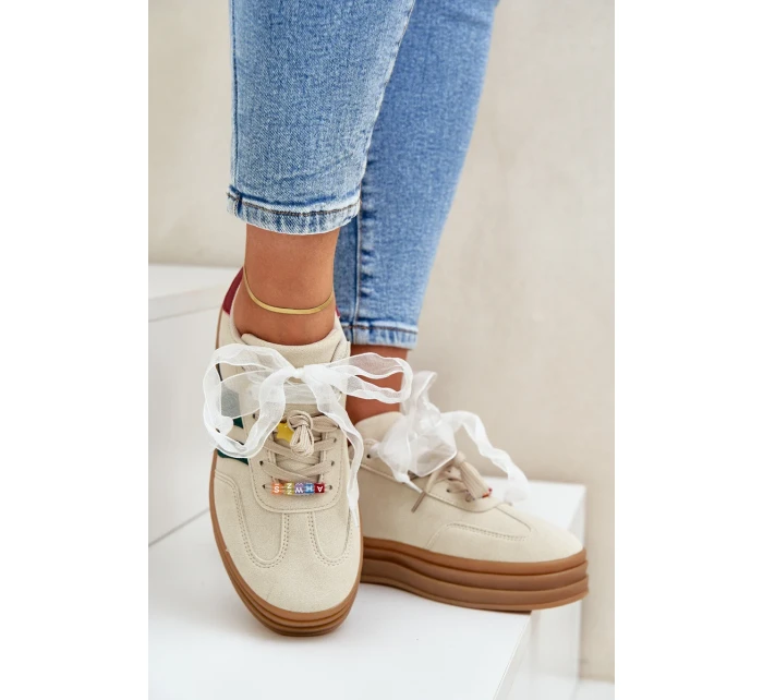 Sneakersy Damskie Z Przypinkami Beżowe Jariana Sneakersy Damskie Z Przypinkami Beżowe Jariana