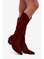 Dámské zateplené kozačky kovbojky Zazoo – bordó