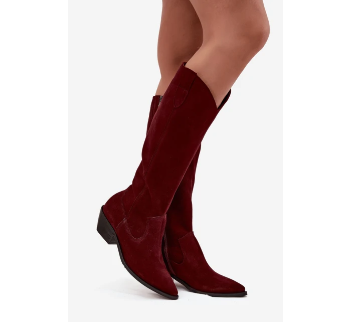 Dámské zateplené kozačky kovbojky Zazoo – bordó