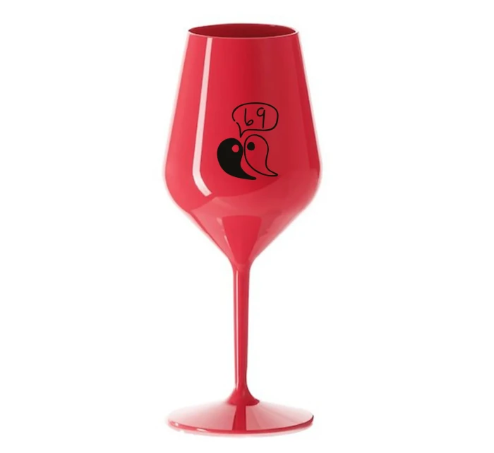 69 - červená nerozbitná sklenice na víno 470 ml