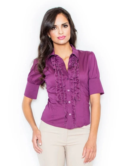 Dámská košile tmavě fialová model 18564622 - Figl Dámská košile tmavě fialová model 18564622 - Figl