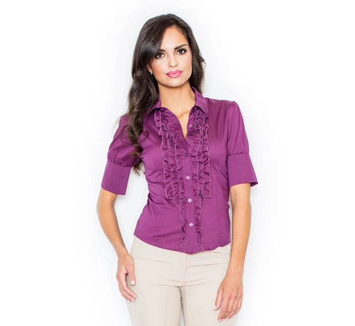 Dámská košile M025 Eggplant tmavě fialová - Figl Dámská košile M025 Eggplant tmavě fialová - Figl