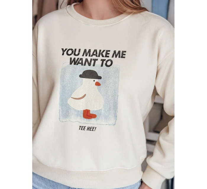 Dámská oversize mikina s potiskem GOOSHY ecru FashionStreet BY1427