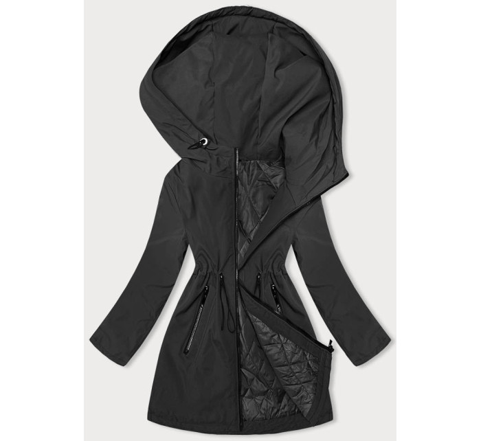 Černá dámská bunda s kapucí (B8217-1)