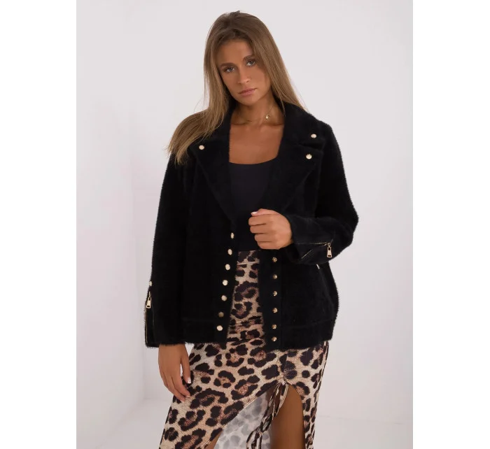 Černá krátká vlněná bunda typa alpaka (250)