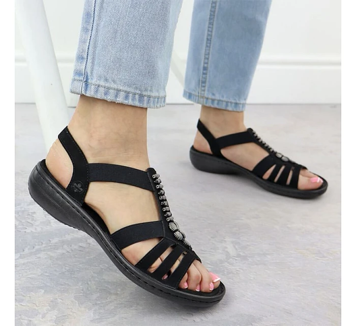 Dámské sandály černé model 22068356 - Rieker Dámské sandály černé model 22068356 - Rieker