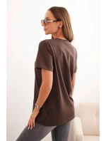 Dámská bavlněná košile model 21718707 střihu hnědá - K-Fashion