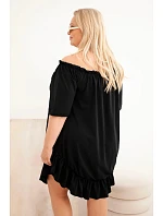 Dámské šaty Plus Size bavlněné s volánem černá Dámské šaty Plus Size bavlněné s volánem černá