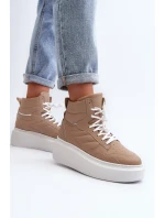 model 21647195 Dámské Kožené Sportovní Boty na Platformě Beige - Zazoo model 21647195 Dámské Kožené Sportovní Boty na Platformě Beige - Zazoo