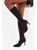 dámské kozačky na jehlovém podpatku  Černé model 21713571 - S.Barski