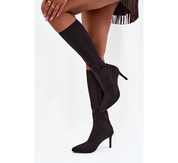 dámské kozačky na jehlovém podpatku  Černé model 21713571 - S.Barski