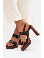 Dámské sandály na podpatku a platformě Eko kůže Černé model 21943430 - Boto