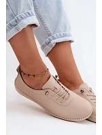 Kožené dámské polobotky model 22149769 Béžové - Artiker