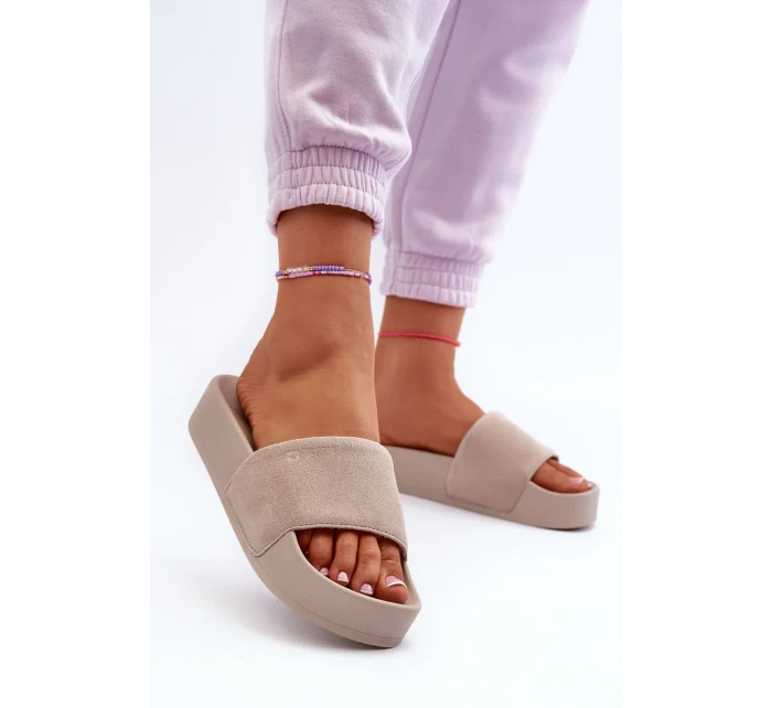 Dámské semišové snímky na platformě Big Star Béžová