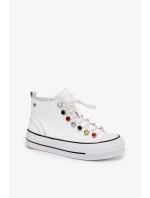 Dámské vysoké kožené trampky GOE – bílé