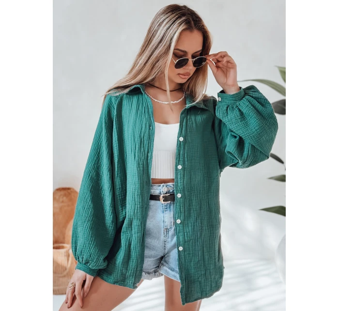 Dámská mušelínová košile oversize MUSLINEA zelená FashionStreet DY0474