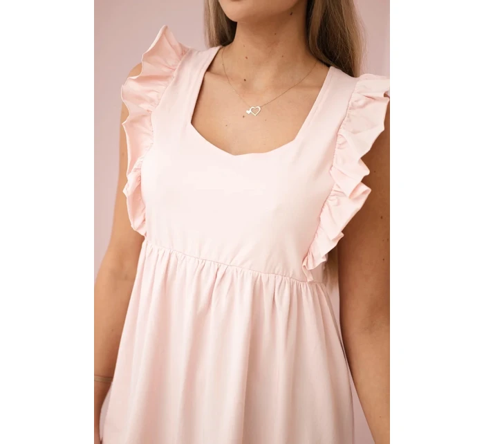 Šaty s volánky na bocích tmavě pudrově růžové