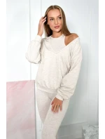 3-dílný set halenka + top + legíny béžová melanž 3-dílný set halenka + top + legíny béžová melanž