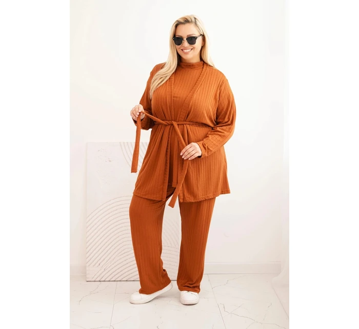 Dámský komplet Plus Size model 21399806 camelový - K-Fashion
