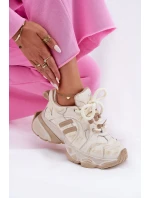 Dámské Kožené Tenisky GOE RR2N4037 Béžové Dámské Kožené Tenisky GOE RR2N4037 Béžové